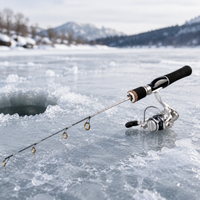 Ice Fishing Rod Kit with Spinning Reel, 2 Piece Carbon Fiber Ice Fishing Combo, Hard Action Winter Fishing Rod and Reel Set