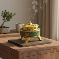 Enameled Aroma Burner Elegant Workmanship Vintage Aroma Holder Metal Aroma Heater Promotes Relaxation Vintage Design Censer