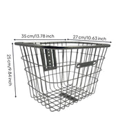 Reinforced Frame Metal Wire Bike Basket uncoveredTop Front Ride Cargo Basket Closely Spaced Rods Silver-White