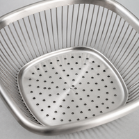 Fruit Bowl, 304 Stainless Steel Wire Basket, Square Brushed Steel Fruit Bowl for Kitchen Counter, Minimalist Design