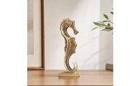 Nautical Decor Brass Seahorse Figurine Intricate Details Seahorse Desk Ornament Artisan-Made Miniature Brass Tea Pet for Collectors, Desktop, Office, Bookshelf