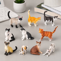 10 Pieces Cat Figurines Tiny Cat Tiny Figurines Hand Painted Animal Models for Collectors, Dioramas