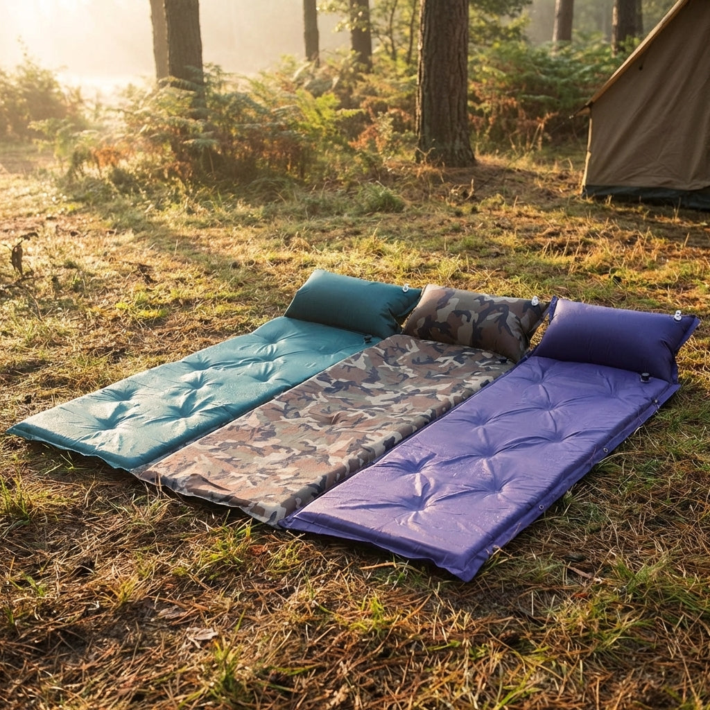 Inflatable Mattress and Self Inflating Air Bed for Car Camping, Waterproof Air Mattress with Integrated Pillow, 1.1kg Camping Mat, 183x57x2.5cm
