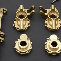 Front C-Shaped Hub Carrier and Steering Block Kit CNC Machined Brass Steering Joint Axle Cover Cover Set Performance Upgrade Brass Front Axle Housing