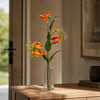 Lifelike Artificial Gloriosa Realistic Gloriosa Lily Stem Slender Fake Flower with Buds Bendable for Florists, Home Decor