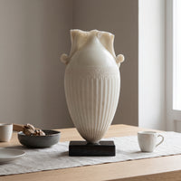 Classical Urn with Base Tall Faux Jade Vase Textured Resin Vase with Handles for Simplicity Lovers, Living Room