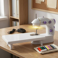 Mini Electric Sewing Machine Built-in Light Tabletop Sewing Machine Home Tool Extension Table Stable Base
