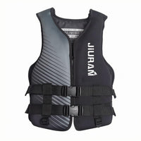Sleeveless Neoprene Life Jacket Adjustable Straps Front-Zip Life Vest Buckle Closure Buoyancy Support Vest Contoured Fit