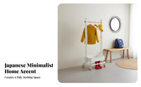 Child-Sized Height children's Rolling Clothes Rack Minimalist Design Garment Stand Sturdy Construction Household Storage Easy to Assemble for Children, Toddlers, Parents, Entryway, Bedroom, Playroom, Living Room