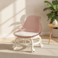 Rolling Stool with Backrest Padded Low Stool with Wheels Easy to Clean Rolling Chair with Backrest for Toddlers, Home Office, Bedroom, Living Room