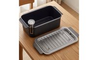 Rectangular Frying Pot Even Heating Deep Fryer Pot with Thermometer Cookware for Home Cooks, Apartment Cooking
