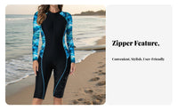 women's Sun Shirt Suit Sun Protection Single-Piece Surfing Suit Front Zip Single Piece Swimsuit Stretchy Full Coverage Sun Shirt