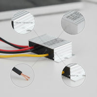 5A 24V to 12V Power Module Multiple Protection Buck Converter with Aluminum Housing High-Efficiency Voltage Regulator Reducer Hard-Wired for DIYers