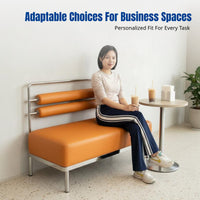 Stainless Steel Leather Booth Sofa Chair, Modern Urban Design, For Restaurant, Dessert Shop, Tea House