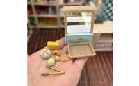 Dollhouse Bakery Display Realistic Miniature Display Case with Accessories Simple Miniature Bakery Case for Model Shop