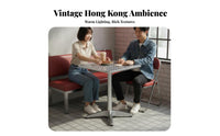 Industrial Look Folding Chair and Pedestal Table Retro Design Square Table with 4 Chairs Sturdy Construction Restaurant Dining Set Space-Saving for Cafe Owners, Homeowners, Snack Bar, Diner, Food Court
