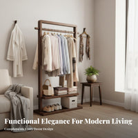 Mobile Design Rolling Clothes Rack with Shelves on Wheels Rolling Closet Organizer with Shelves Sturdy Frame Garment Stand Large Capacity for Apartment Dwellers, Students, Homeowners, Bedroom, Living Room, Entryway, Retail Display