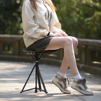 Thickened Stainless Steel Walking Cane with Seat Foldable Walking Stick Stool Portable Cane Stool Anti-Slip for Elderly, Seniors, Outdoor, Hiking