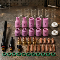 49 Pieces Short-Neck Gas Lens Kit for Use with -17/18/26 WP17 WP18 WP26 Torch Parts Easy to Use Gas Lens Cup Set for Metalworkers, Workshop