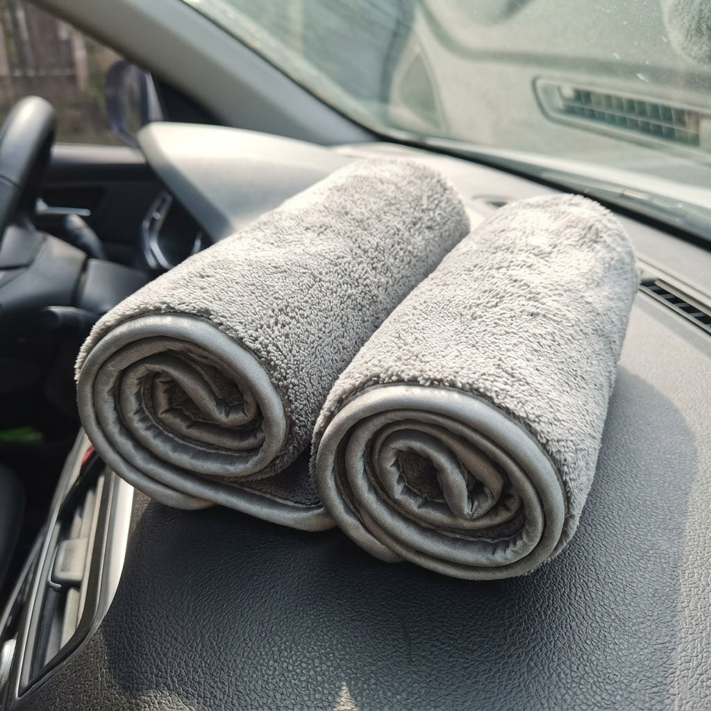 1000 GSM Car Microfibre Cloth, Single Sided Car Towel for Detailing, Very Soft Coral Fleece Drying Towel for Glass and Paint Cleaning