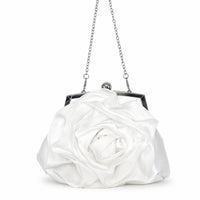 Elegant Floral Kiss Lock Evening Bag Dressy Rose Clutch Compact Flower Evening Clutch Romantic for Weddings, Prom, Date Nights