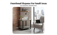 Minimalist Design Two-Tier Rectangular Table Versatile Functionality Nightstand Nordic Design Household Furniture Sturdy Construction for Apartment Dwellers, Homeowners, Students, Living Room, Small Areas, Home Office, Entryway