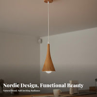 Minimalist Design Wooden Hanging Light Adjustable Height Wood Hanging Light Dimmable Nordic Design Droplight for Business Owners, Interior Designers, Restaurant, Bar Counter, Dining Room, Bedroom