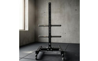 Plate Loading Stand Chrome Posts Freestanding Weight Rack Perforated Exercise Plate Storage Rack
