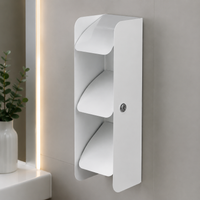 No Drill Toilet Paper Holder, Wall Mounted Toilet Roll Holder Rectangular, Painted Metal Anti Rust for Main Bathroom & Rental Properties