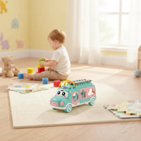 Bus Xylophone Toy Multifunctional Pull Along Activity Bus Early Educational