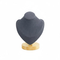 Necklace Display Bust Wooden Base Jewelry Bust Display Elegant Design Mannequin Neck Stand for Retail Store, Dresser Top, Craft Fair