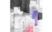 Leakproof Laundry Soap Container with Measuring Cup Clear Body Refillable Bottle with Measuring Cup Moisture-Proof Laundry Powder Container Easy to Refill