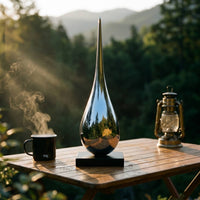 Teardrop Sculpture Sleek Sculpture with Marble Base Minimalistic Sculptural Decorative Piece for Living Room, Office Lobby