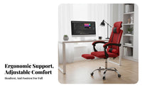 360-Degree Swivel Ergonomic Reclining Chair with Footrest High-Back Design Ergonomic Recliner with Footrest Support Office Furniture Adjustable Headrest for Students, Gamers, Telecommuting Workers, Dormitory, Gaming, Study Room, Bedroom
