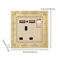 Vintage Wall Socket with USB Antique Finish Wall Outlet with USB Ports Decorative Decorator Receptacle Embossed for Bedroom, Hotel, Study