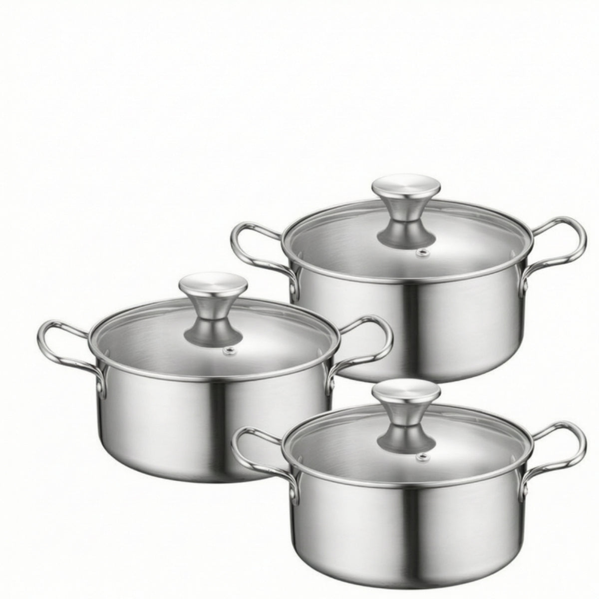 6 Pieces Soup Pot Set with Handles Stainless Steel Soup Pot Set Induction Compatible Pots for Home Cooks, Renters, Kitchen, Meal Prep
