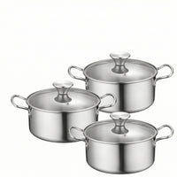 6 Pieces Soup Pot Set with Handles Stainless Steel Soup Pot Set Induction Compatible Pots for Home Cooks, Renters, Kitchen, Meal Prep