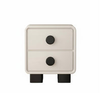 Simple and Modern Design 2-Drawer End Table Creamy aesthetic Nightstand Space-Saving Bedroom Furniture Stable Construction for Homeowners, Interior Designers, Students, Bedside, Home, College Dorm