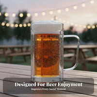 100 Pieces 500ml Thickened Beer Mug Easy to Clean Handled Beer Mug Transparent Plastic Stein Ergonomic Handle for KTV, Parties