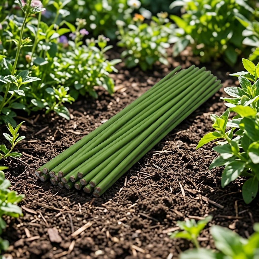 plant supports for outdoor plants, pea plant, green, metal, steel, outdoor plants, bendable