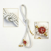 Decorative Braided Obi Tie with Bead Ornament Traditional Koshihimo Elegant Kimono Sash Easy to Wear for Festivals