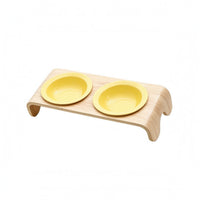 Raised Double Pet Bowl Curved Wood Wooden Pet Bowl Stand 150 Ml Capacity Easy to Clean