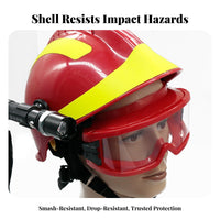 ABS Shell Firefighter Rescue Helmet Collision Resistant Rescue Helmet Hands-Unrestricted Lighting Hard Hat with Flashlight Mount Adjustable Fit for Firefighters, Industrial Workers, Arborists, Firefighting, Work at Height, Outdoor Operations
