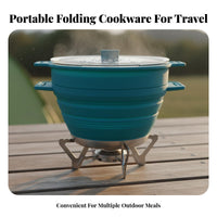 Space-Saving Portable Cooking Pot with Steamer Heat-Resistant Collapsible Camping Pot Complimentary for Backpackers, Backpacking, Hiking