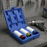 3 Pieces 1/2 Inch Drive Lug Nut Sockets CR-MO Steel Shielded Lug Nut Set Heavy Duty Color Coded Wheel Set for Mechanics, Tire Changing