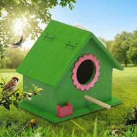Hinged Roof Bird Boxes for Gardens UK, Pre Assembled Birdhouse for 2 Parakeets, Bird Houses for Garden with Perch and Feeder, Wooden Nest Box