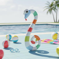 Striped Snake Pool Lounger Coiled Inflatable Snake Floation PVC Water Toy