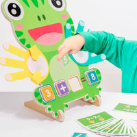 Educational Wooden Math Board with Clock Arithmetic Wooden Counting Board with Clock Preschool Manipulative Kindergarten for Preschoolers