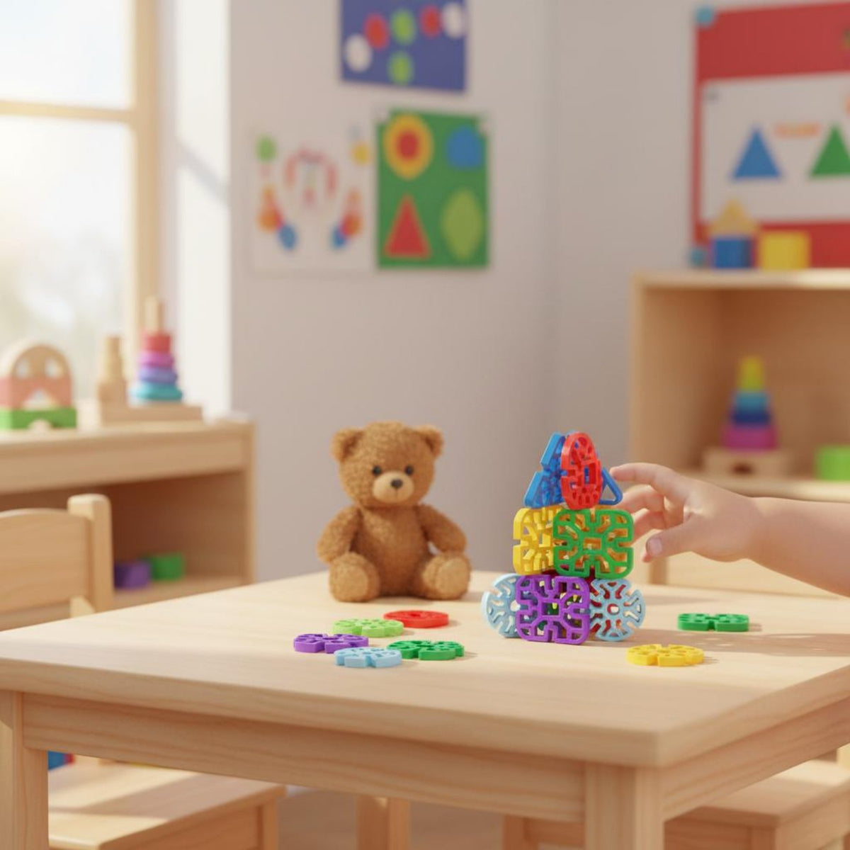 Educational Snowflake Building Blocks Develops Fine Movement Skills Interlocking Plastic Flakes Set Sparks Creativity Interlocking Flake Toy Improves Creativity for Preschoolers, Kids, Toddlers, Kindergarten, Daycare, Classroom