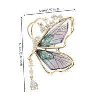 Butterfly Brooch Gold-Plated Butterfly Pin Brooch with Zircon Delicate Jewelry Transparent for Women, Evening Wear, Weddings